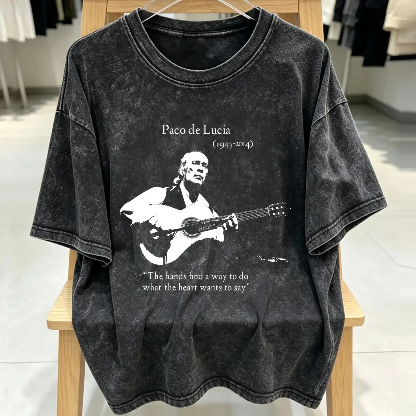 washed T Shirt Limited Paco de Luc a Memorial vintage Washed streetwear Stretched graphic Versatile homme designer clothes