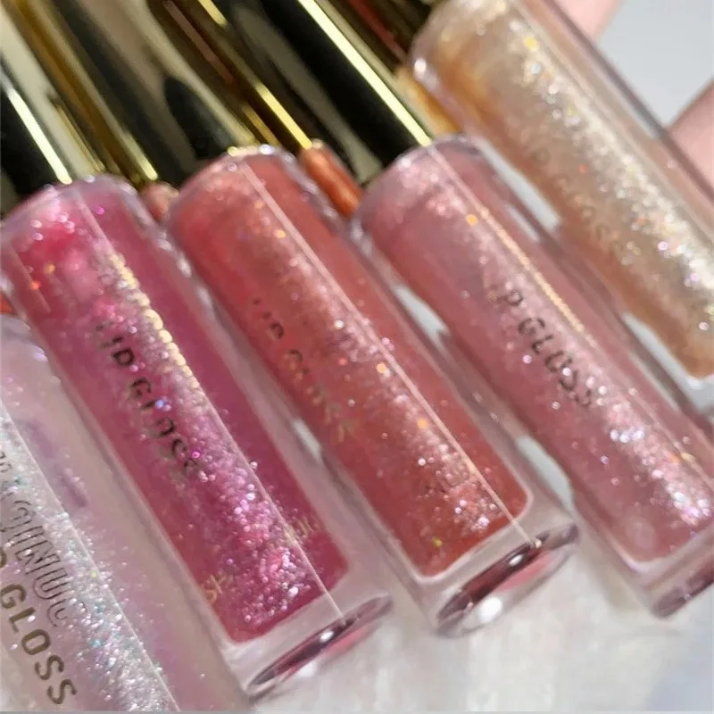 ลิปกลอสประกายมุกเพชร ติดทนนาน ชุ่มชื้น ฉ่ำวาว ลิปสติกเนื้อลิควิดประกายละเอียด ฉ่ำวาวดุจกระจก ลิปทินท์ประกายระยิบระยับ