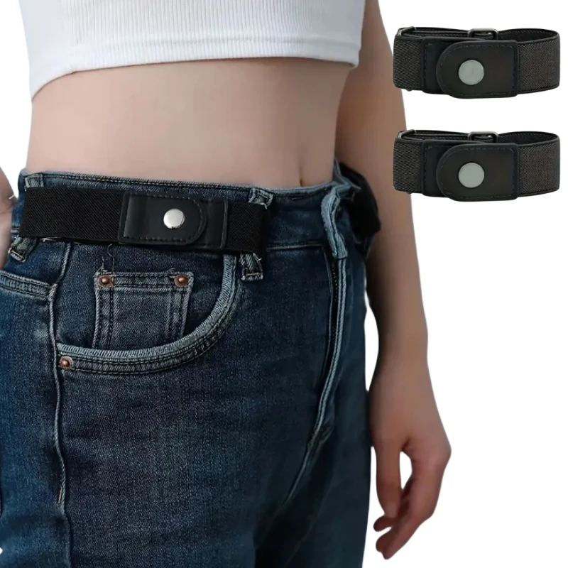 2pcs/set No Buckle Elastic Belt For Women Men Unisex Stretch Belt For Pants Jeans Casual Buckle Free Adjustable Invisible Belt