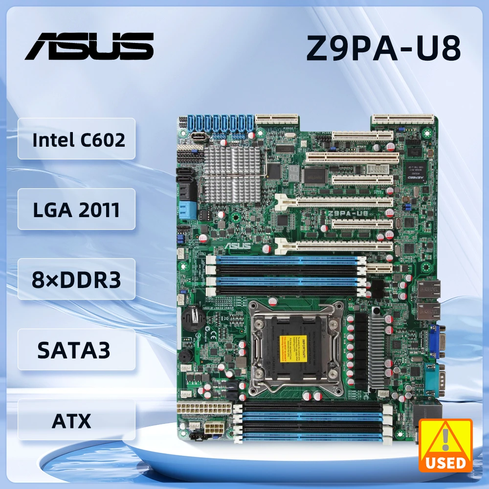 Asus Z9PA-U8 Server Motherboard LGA 2011 Intel C602 8×DDR3 1866/1600/1333/1066 RDIMM support  E5-1600 E5-2600 ATX