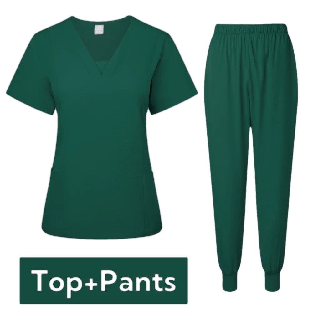 

Multicolor Scrubs Set Short Sleeve Tops+Pants Nursing Uniform Women Pet Shop Doctor Scrub Medical Surgery Workwear Nurse Blouse