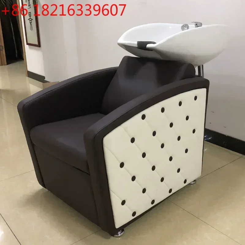 Lying Half Shampoo Chair Flushing Bed Massage Couch Ceramic Basin Head Massage