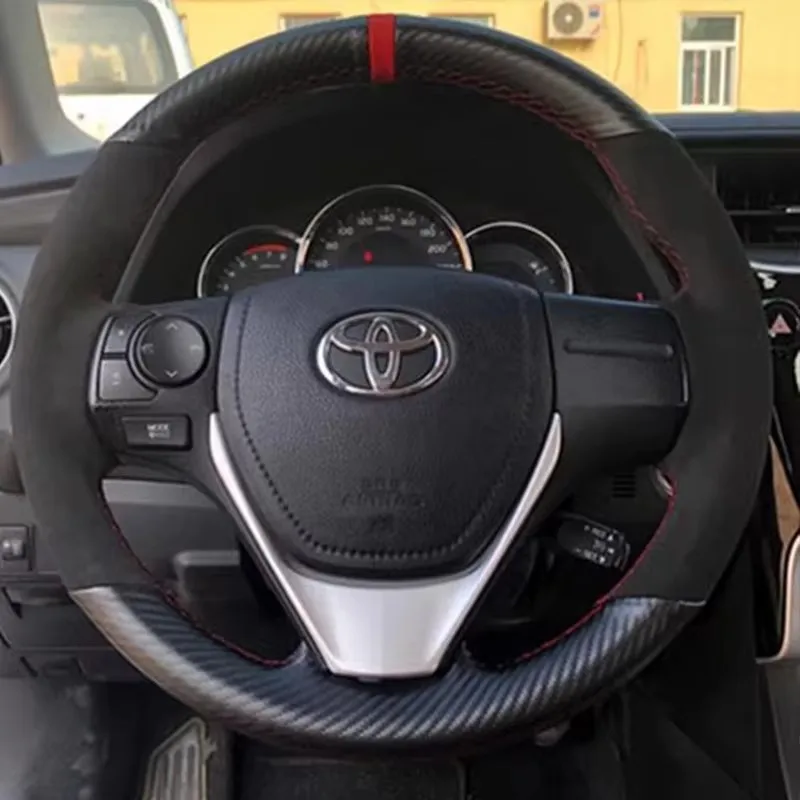 For Toyota RAV4 Corolla 2014-2019 Auris 2013-2016 Scion iM 2016 hand-stitched non-slip Nappa leather car Steering wheel Cover