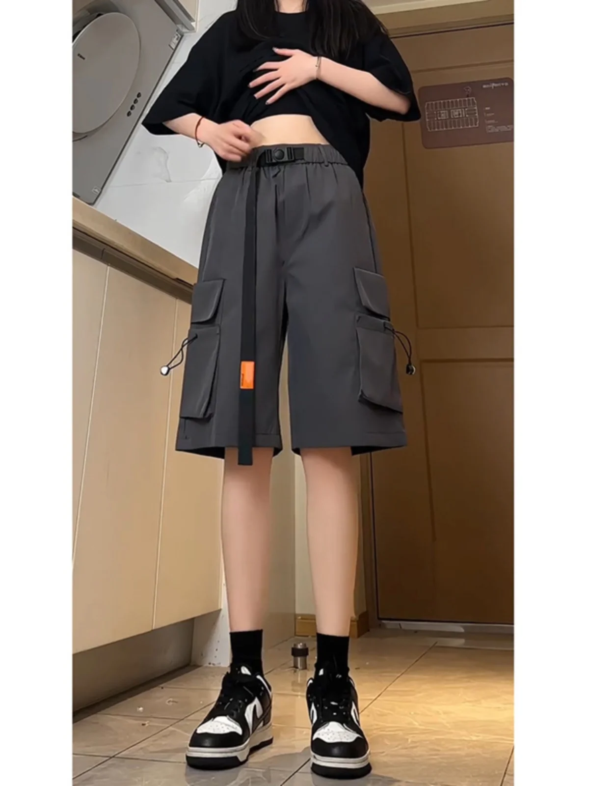 

Bla Waterproof Outdoor Sports orts Men's Summer Faion Casual Pants with Big kets Five-Quarter Length Knee-High