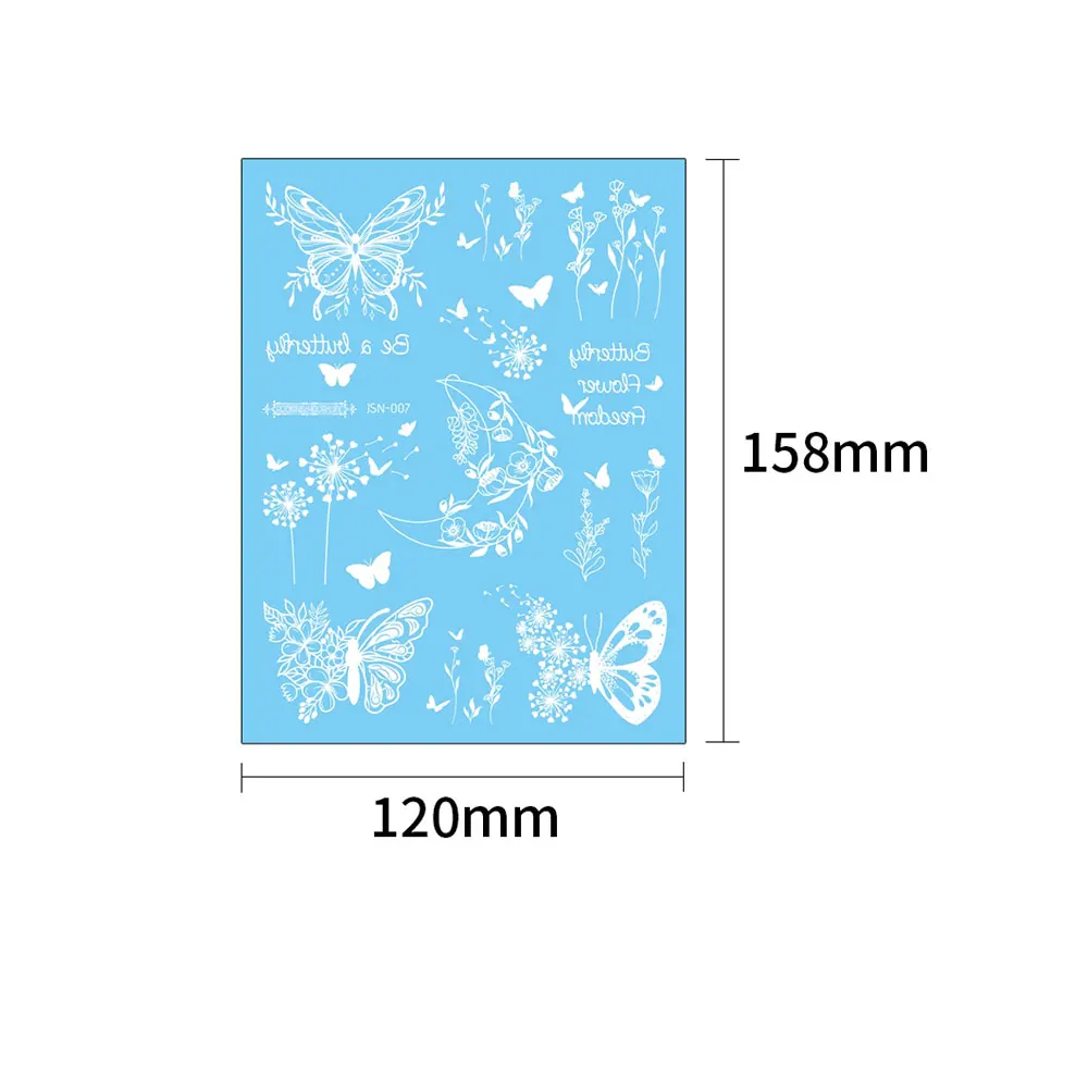 여성을위한 1pc 파란색 빛나는 가짜 문신, 손 손가락을위한 나비 문신 스티커 손목 어둠 속에서 빛나는 임시 문신