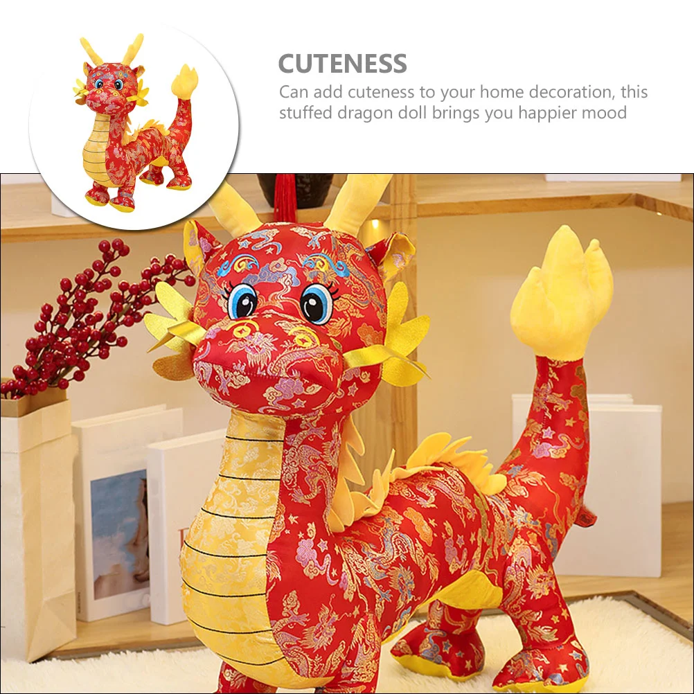 Stuffed Animal Doll Toy Plush Chinese New Year Mascot Dragon Doll 2024 Year The Dragon Zodiac Toys Gift Christmas Lunar