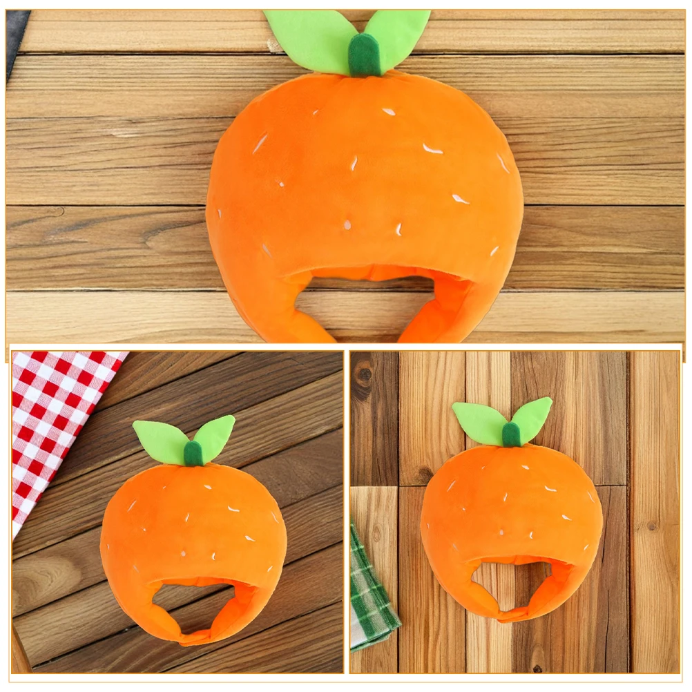 Orange Cartoon Kopfbedeckung, kreativer fruchtförmiger Hut für Party, Cosplay, Fotokabinen-Requisiten, lustiges Kostümzubehör, Party-Zubehör