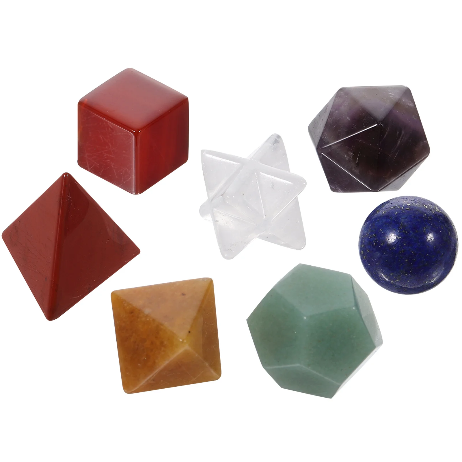 

7 Chakra Healing Crystal Solids Sacred Geometry Set Merkaba Star for Meditation Therapy