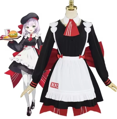 Anime Game Genshin Impact Collaboration Noelle Cosplay Costume, Maid Lolita fur s, Kawaii Uniform, Halloween Girl Tablier Hat