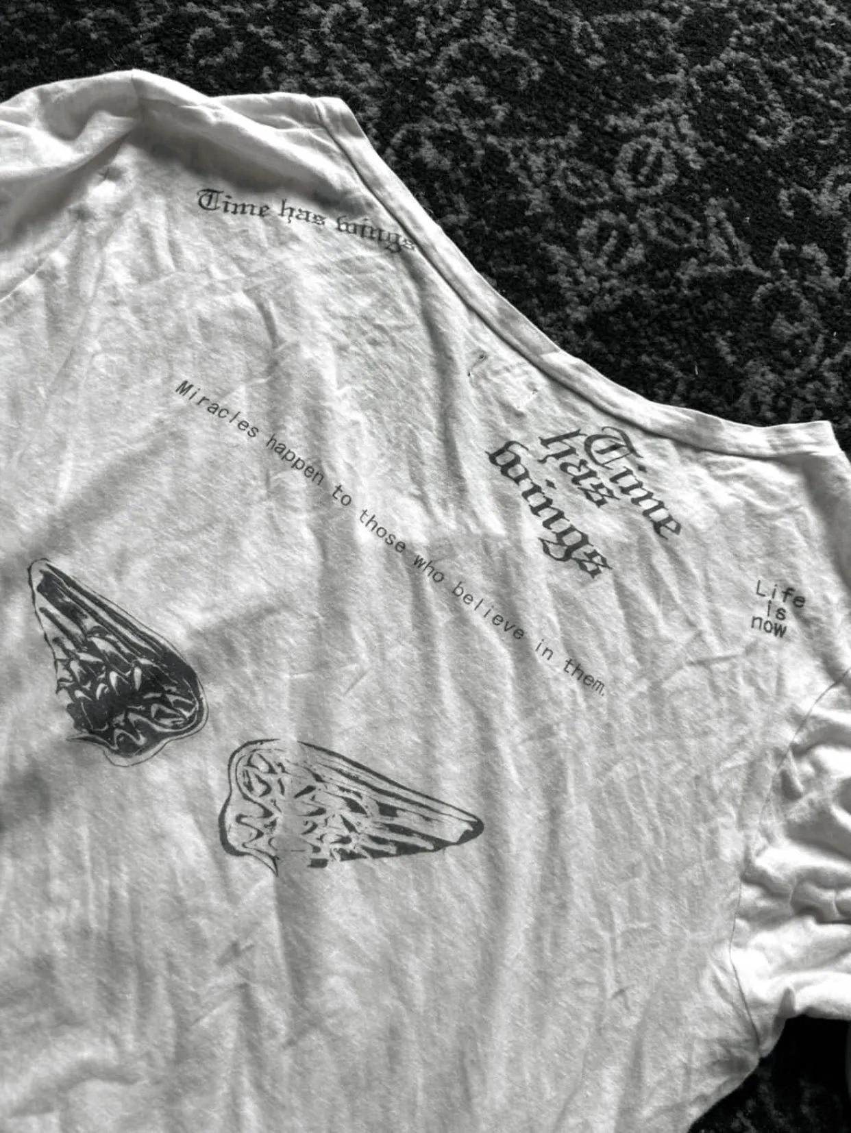 LGB Vision Rare DREAM Wings Print Long Sleeve T-Shirt V-Neck Top