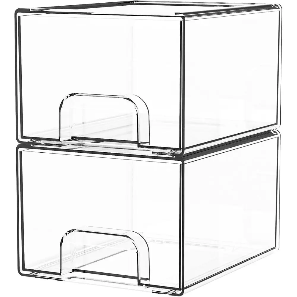 

Stackable Clear Acrylic Storage Drawers, 4.4 Tall Containers for Organizing Bathroom, Makeup, Medicine, and Undersink Storage