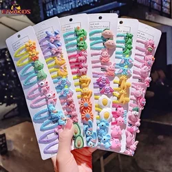 10Pcs/sheet Rainbow Flower Colorful Girls Hairpins Sweet Barrettes Student Hair Clips for Baby Kids Headwear Hair Accessories