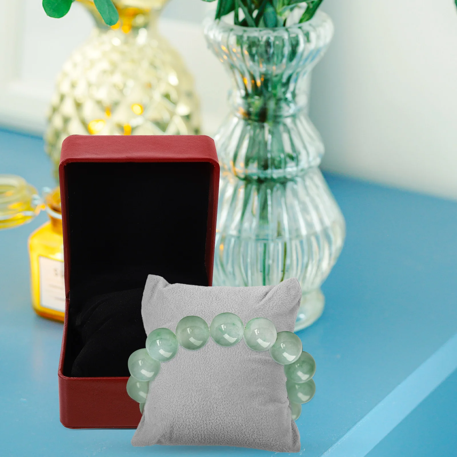 

10pcs Watch Box Lining Pillows Small Velvet Bracelet Display Holders Gray Bead Flocked Storage Solutions Jewelry ganizers