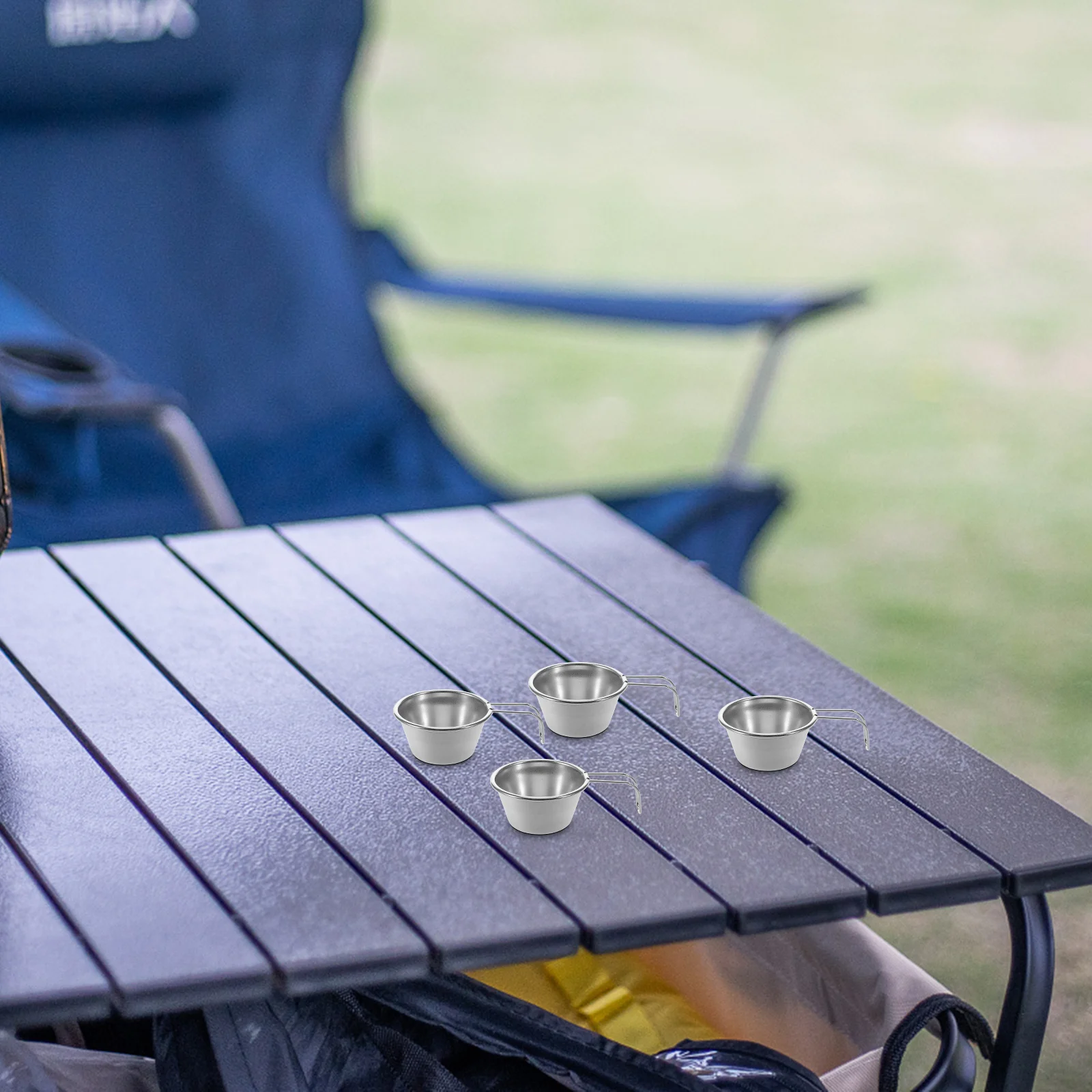 

4Pcs Small Stainless Steel Drinking Cups Portable Outdoor Travel Mug Reusable Cup Compact Sturdy Cup for Hiking and