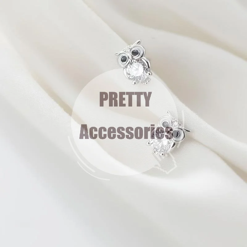 Cute Owl Stud Earrings Polished Surface Simple Animal Ear Pins for Women Wedding Cocktail Party Jewelry Birthday Gift