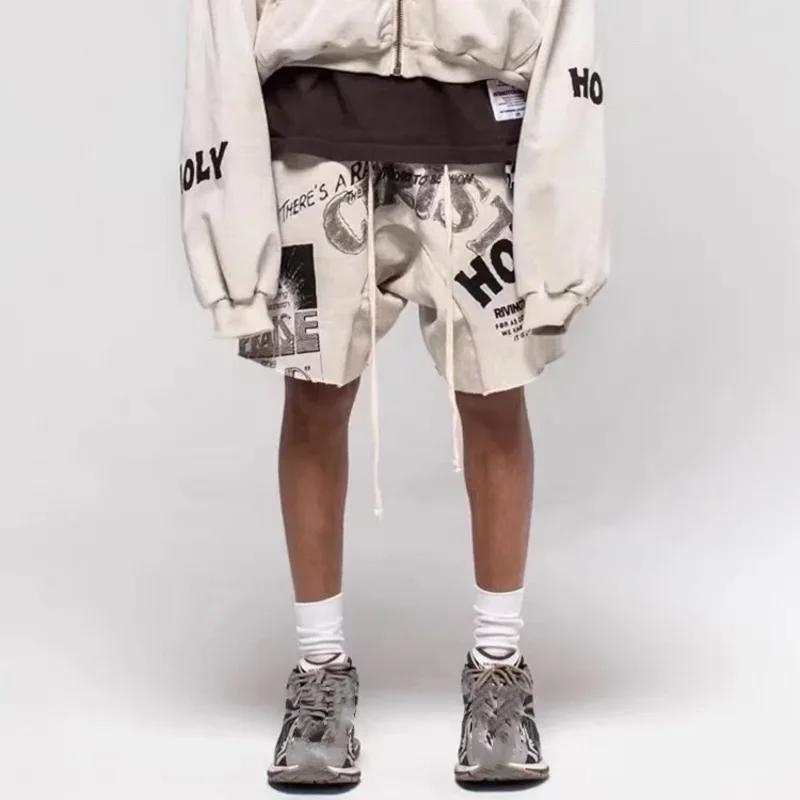 

Шорты RRR123 с принтом для мужчин и женщин, летняя одежда для баскетбола, чистый хлопок, уличная одежда Y2k, 1:1, Y2k