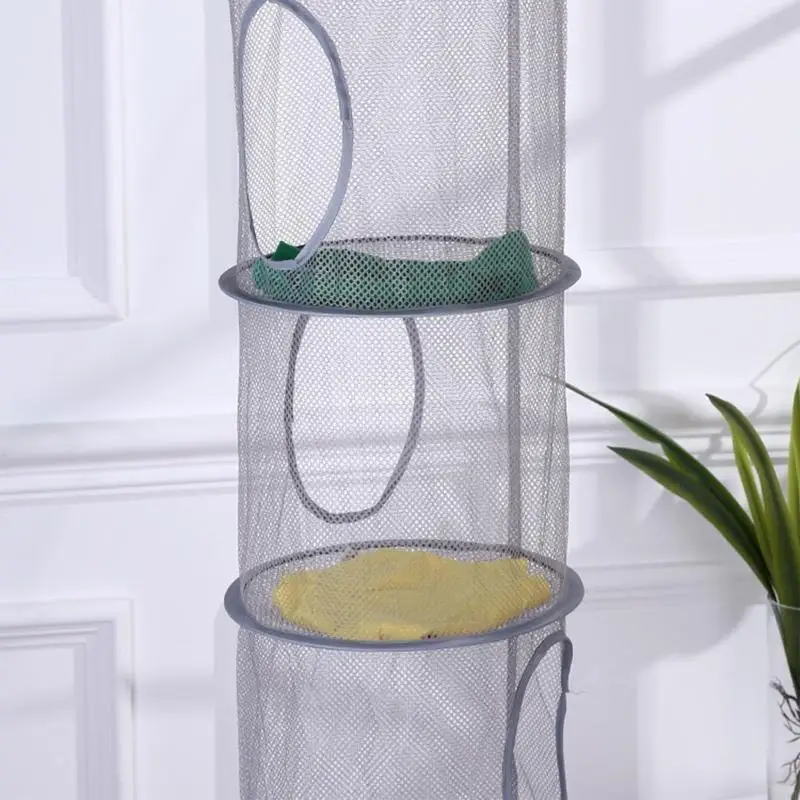 97QD Pendure malha malha Organizador Bag dobrável Brinquedo Espaço Economizador 4 Níveis para Crustão para Crianças x