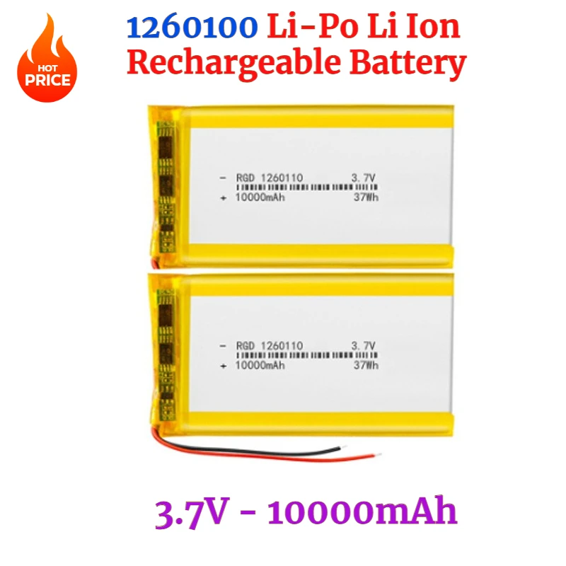 

1260100 3.7V 10000mAh Lithium Polymer Li-Po Li Ion Rechargeable Battery Lipo Cells for Electrograph PDA Portable Speaker Toys