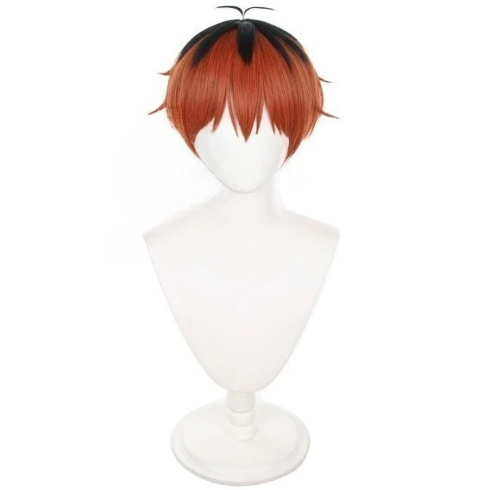 Parrucca cosplay Anime Stark 30 cm Marrone Rosso Nero Capelli corti Parrucche sintetiche resistenti al calore per feste