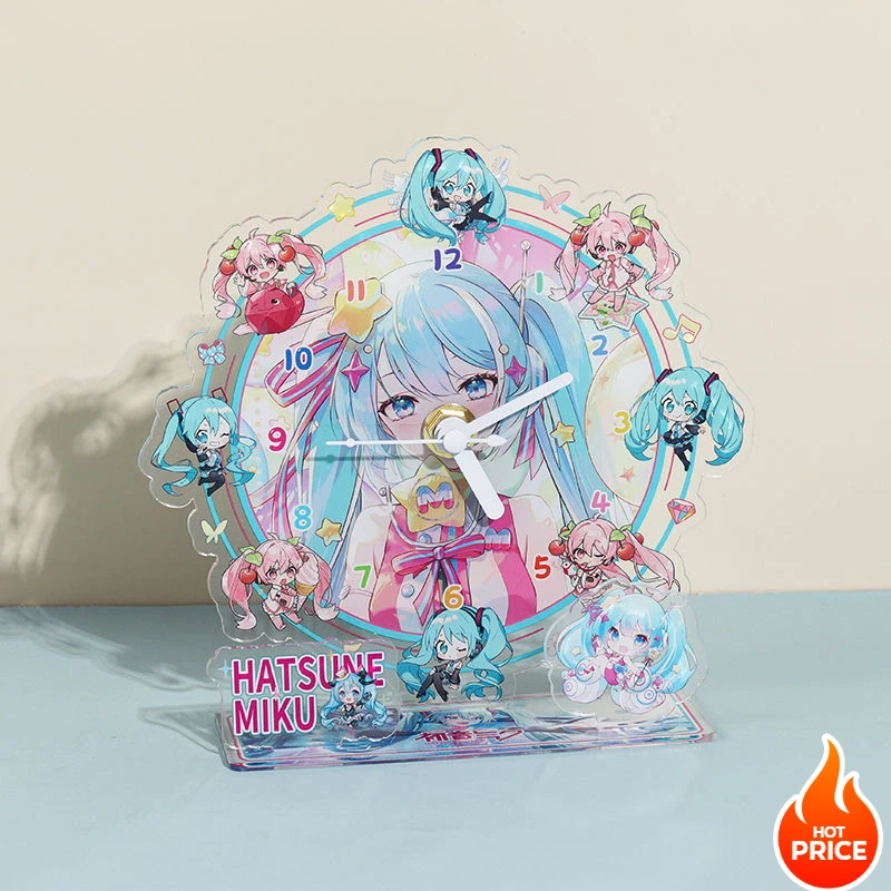 Hatsune Miku Peripheral Clock Acrylic Ornament Cartoon Animation Calendar Turntable Human Shape Stand Decoration Birthday Gift