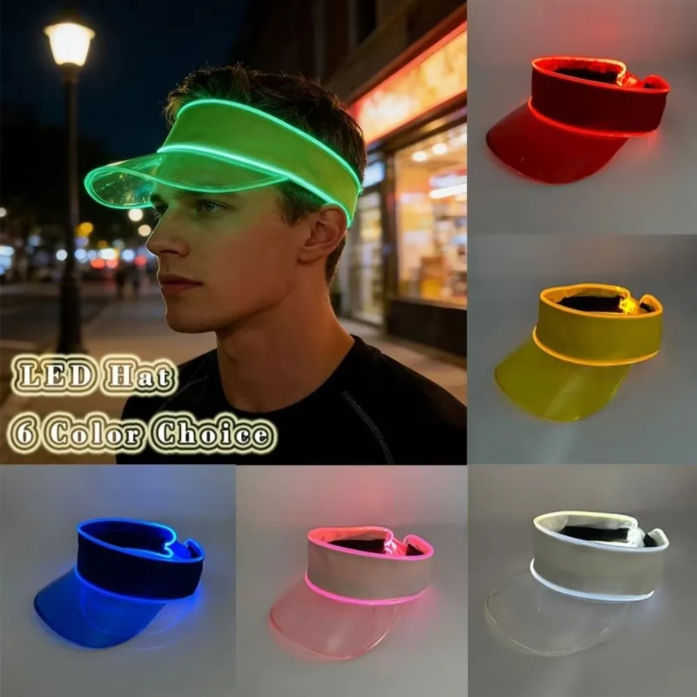LED Sun Protection Empty Top Hat Adjustable LED Light Up Hat Sun Protection Sun Hat Luminous Hat Three Gears Flashing Hat Club
