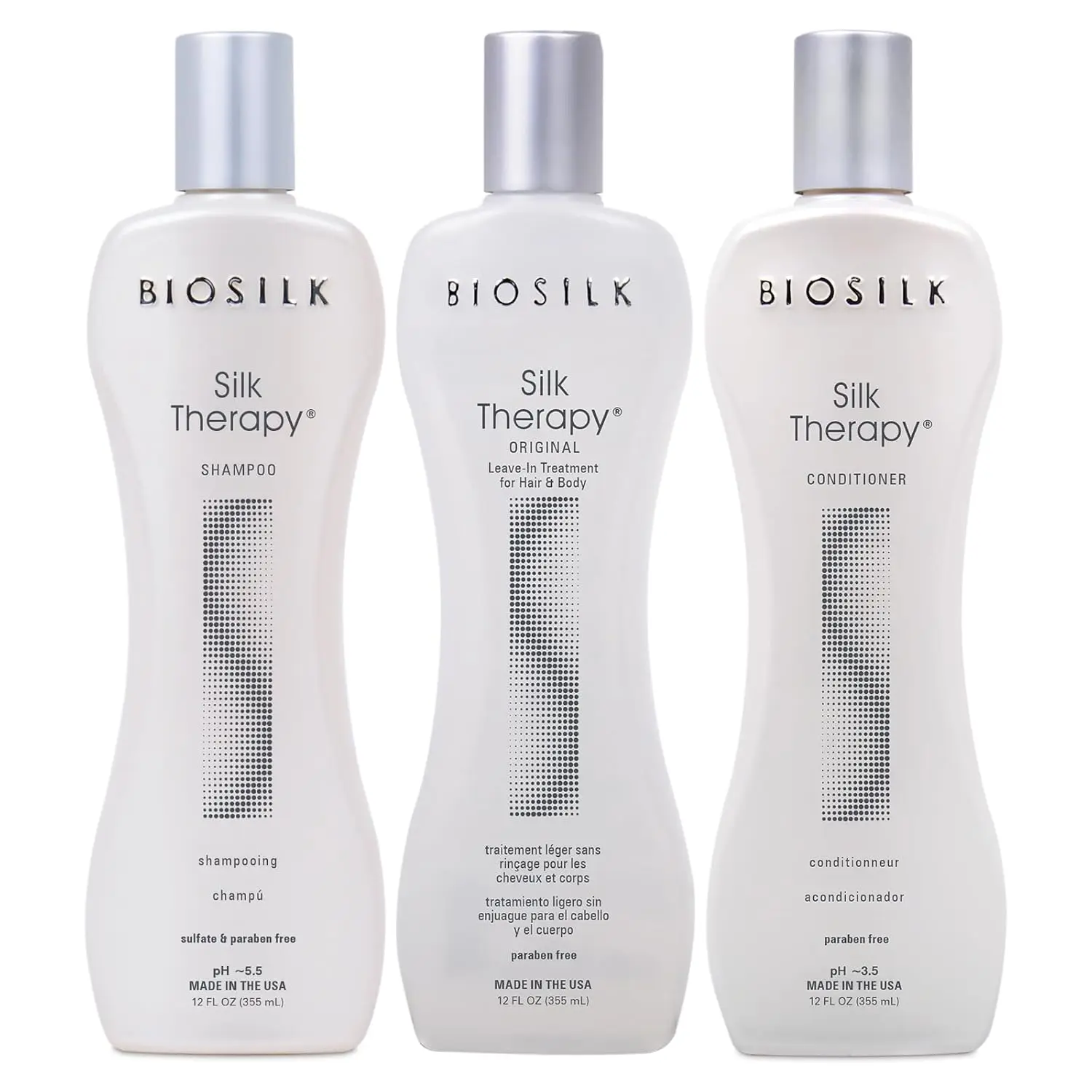 

3-Piece Silk Haircare Kit: Shampoo, Conditioner & Serum for Incredible Shine, Sulfate-Free