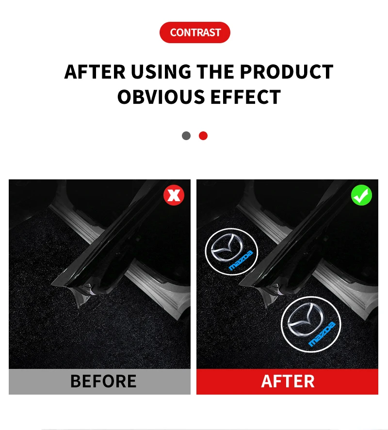 2 Stück/Set Auto-LED-Logo-Türbeleuchtung Laserprojektor Geisterlampe Willkommenslicht für Mazda 6 8 Atenza Axela RX-8 RX-9 Ruiyi Zubehör – Detail 5