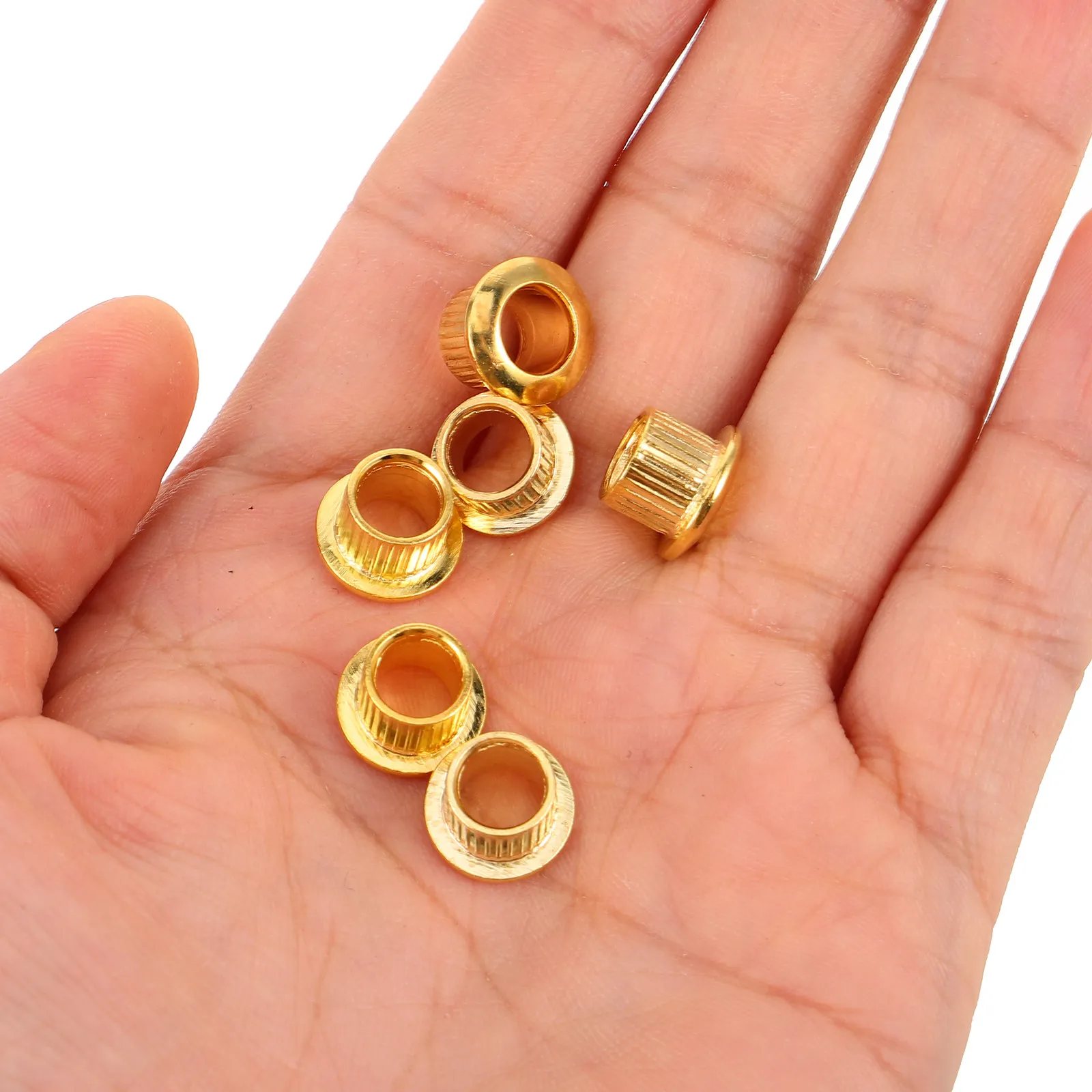 6Pcs Guitar Tuner Bushings Metal Guitar Ferrules Vintage Style with Threaded Design for Pegs Stability Long-Lasting Performance