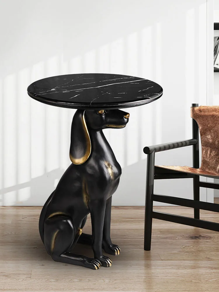طاولة جانبية على شكل حيوان كرتوني على الطراز الاسكندنافي ، تمثال كلب ، طاولات قهوة مبتكرة ، هدية للمنزل المنزلي ، ديكور أرضي
