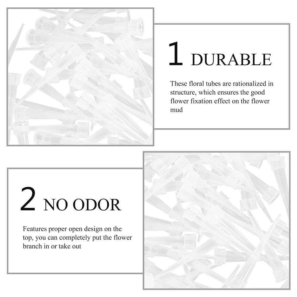 

50pcs Everlasting Flower Mud Tubes Artificial Stem Water Vials Plastic Tools Transparent Holders Fixation Accessories