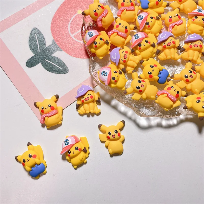 Wholesale 20Pcs Cartoon Anime Pokemon Pikachu Kawaii Resin Flatback Crafts for DIY Making Ornament Decorations Scrapbooking Gift