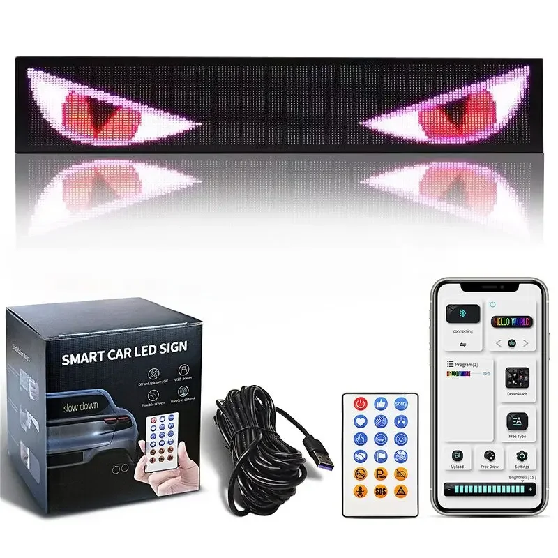 For Car 1 / 2PCS Devil's Eyes LED Wireless Car Moving Eyes Windshield USB Lamp Car Window LED Screen Demon Dynamic Eye Lights