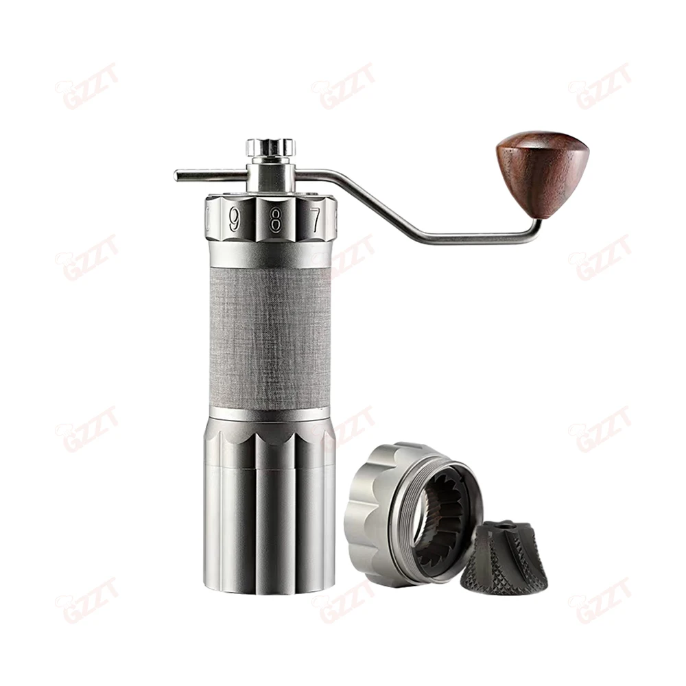 1. Super Portable Hand Crank Coffee Grinder Black Gray Bean Hopper 45g Powder Cup Manual Espresso Coffee Mill for Coffee Brewing