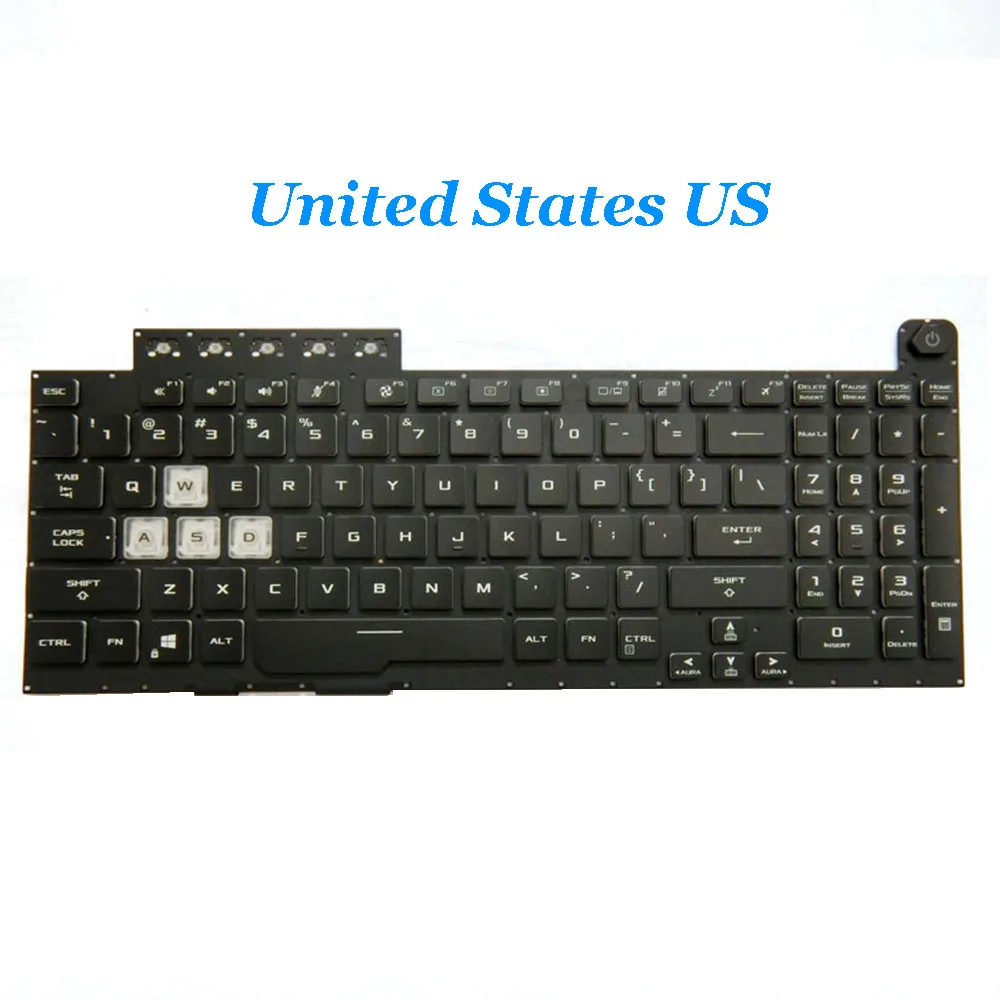 US-Laptop-Tastatur für ASUS TUF Gaming TUF506II TUF506LI TUF566II TUF566LI TUF706II TUF706LI TUF766LI Schwarz mit Hintergrundbeleuchtung