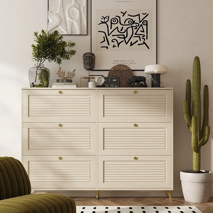 

Customizable household entrance small narrow shoe cabinet storage cabinet integrated against the wall indoor solid wood ultra