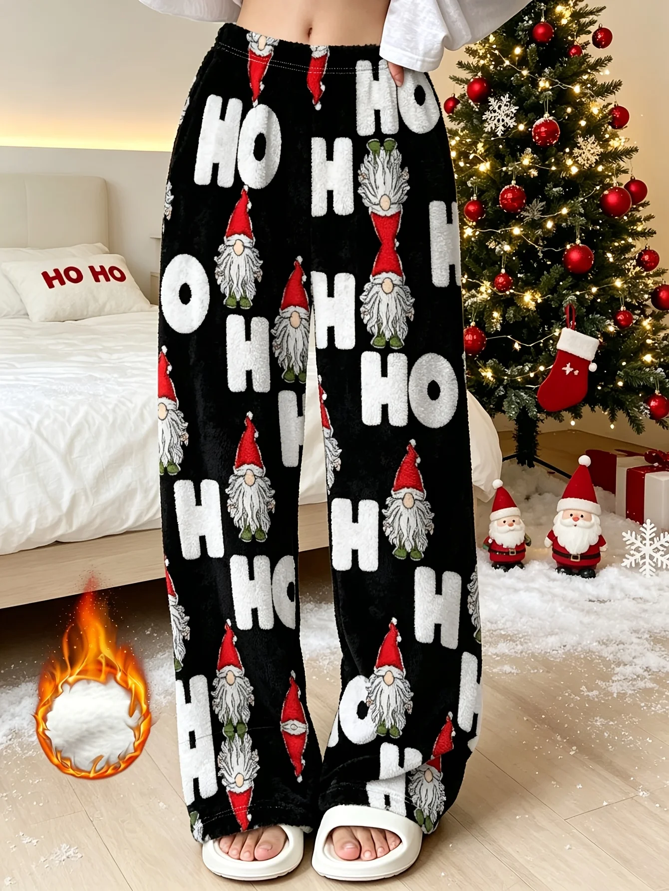 Unisex Flannel Pajama Pants Warm Winter Loungewear for Men and Women kid Christmas Santa Christmas Trees Christmas Gift