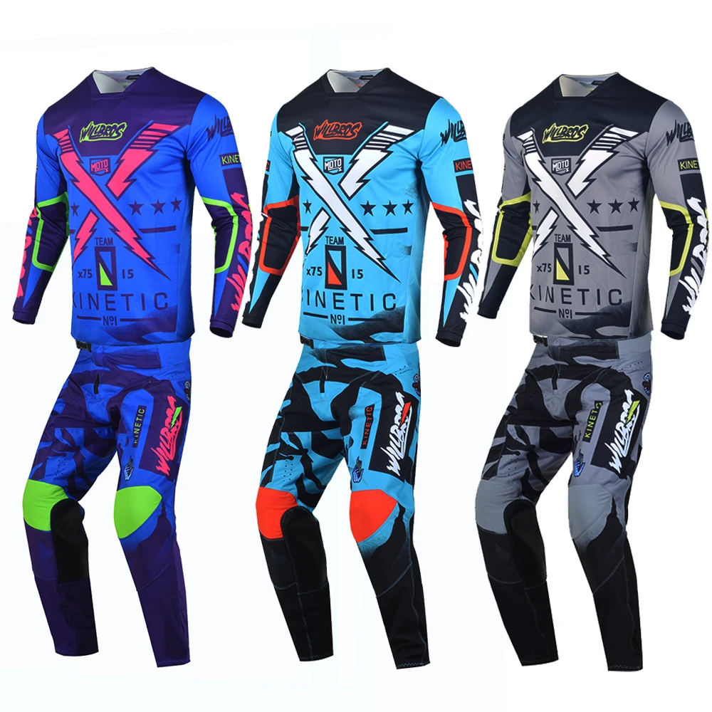 Willbros MX Motocross Jersey and Pants Set Offroad Dirt Bike Mountain Enduro MTB Gear Combo Racing Suit