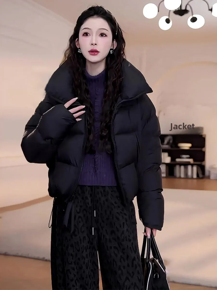 

Bla Puffer Jaet Women's Winter Thiened Warm Bread Sle ort Coat Casual Loose Fit Zipper ket Warm Du down Coat