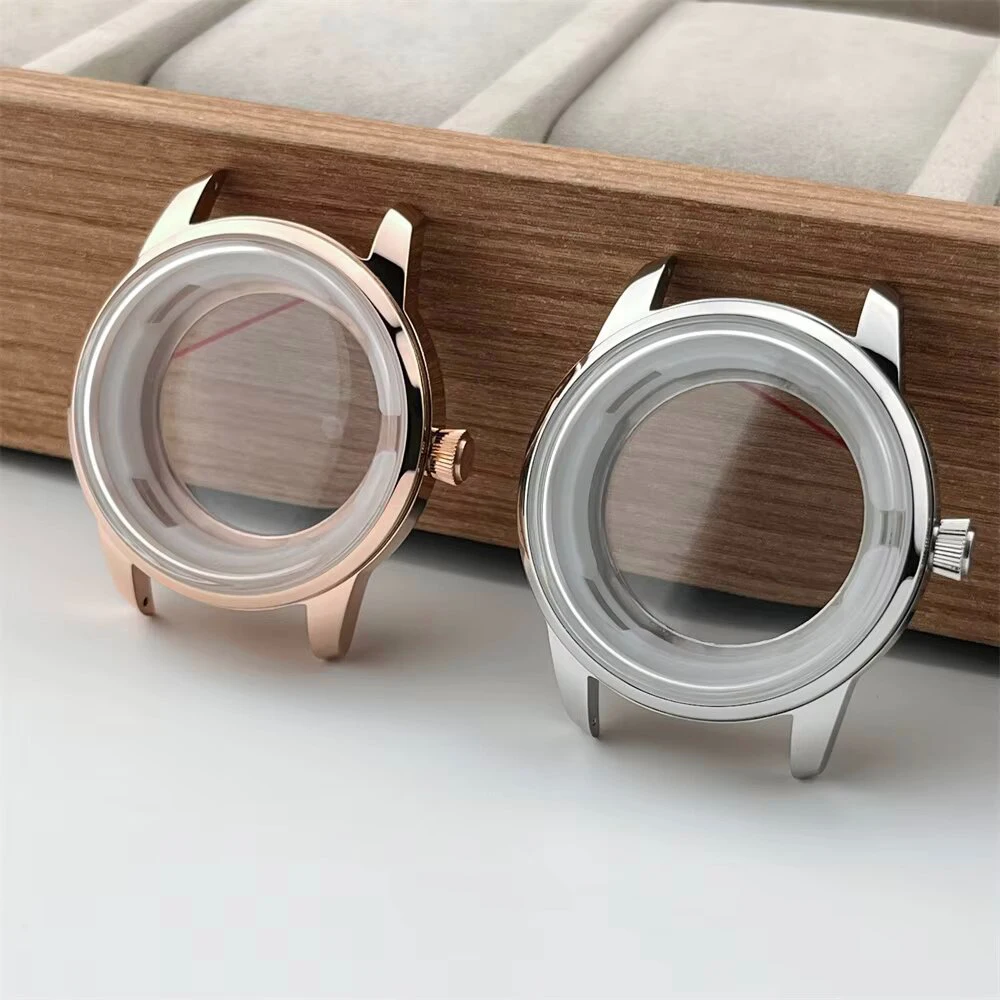 Cocktail Watch Case 40mm Arch Glass Fit NH35/NH38 Automatic Movement Transparent Backcover Steel Case Fit 35mm NH35 Dial