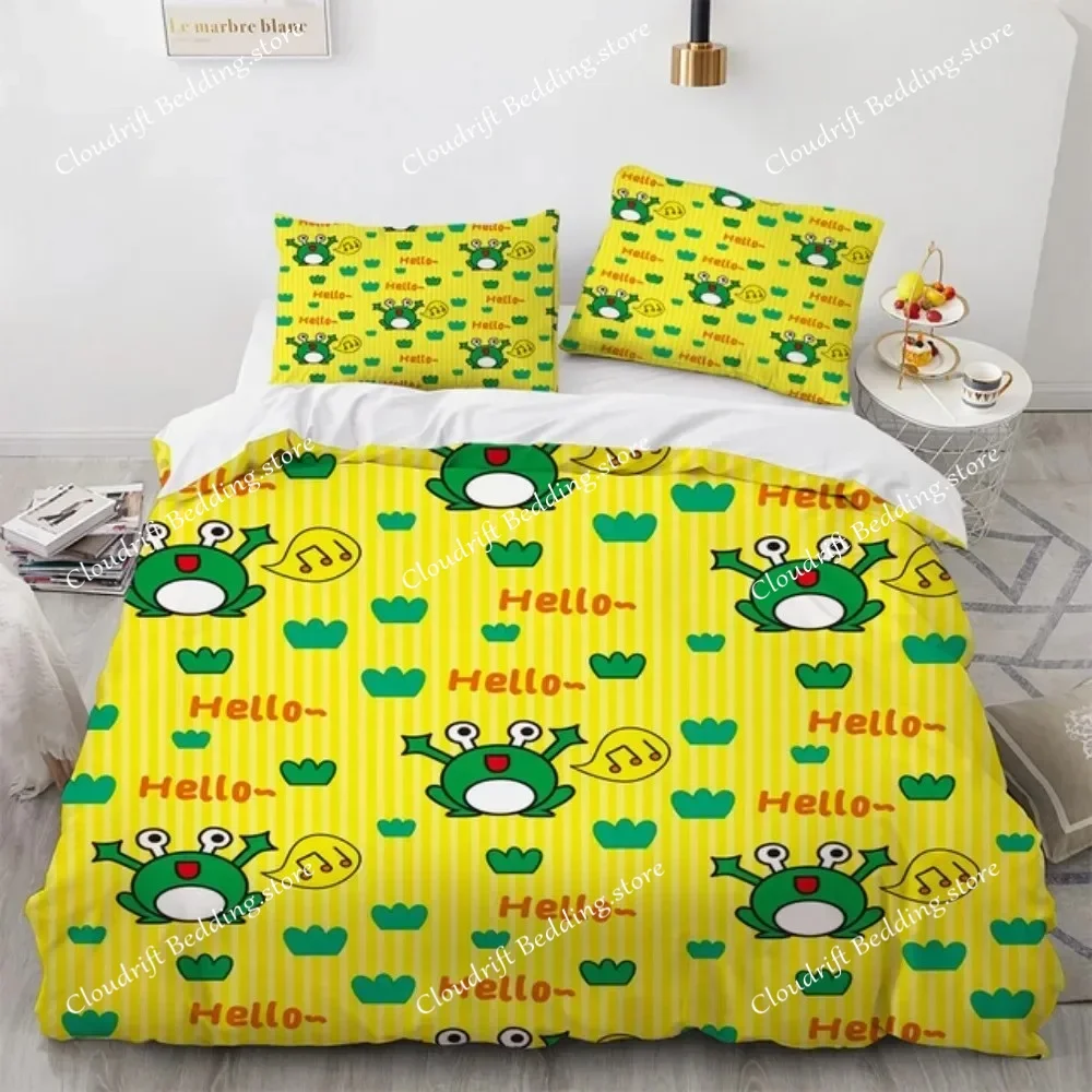 Lovely Green Frog Duvet Cover Set Baby Alpaca Bed Linen Horse Soft Bedding Set With Pillowcase For Girls Boys Gift Bedroom Decor