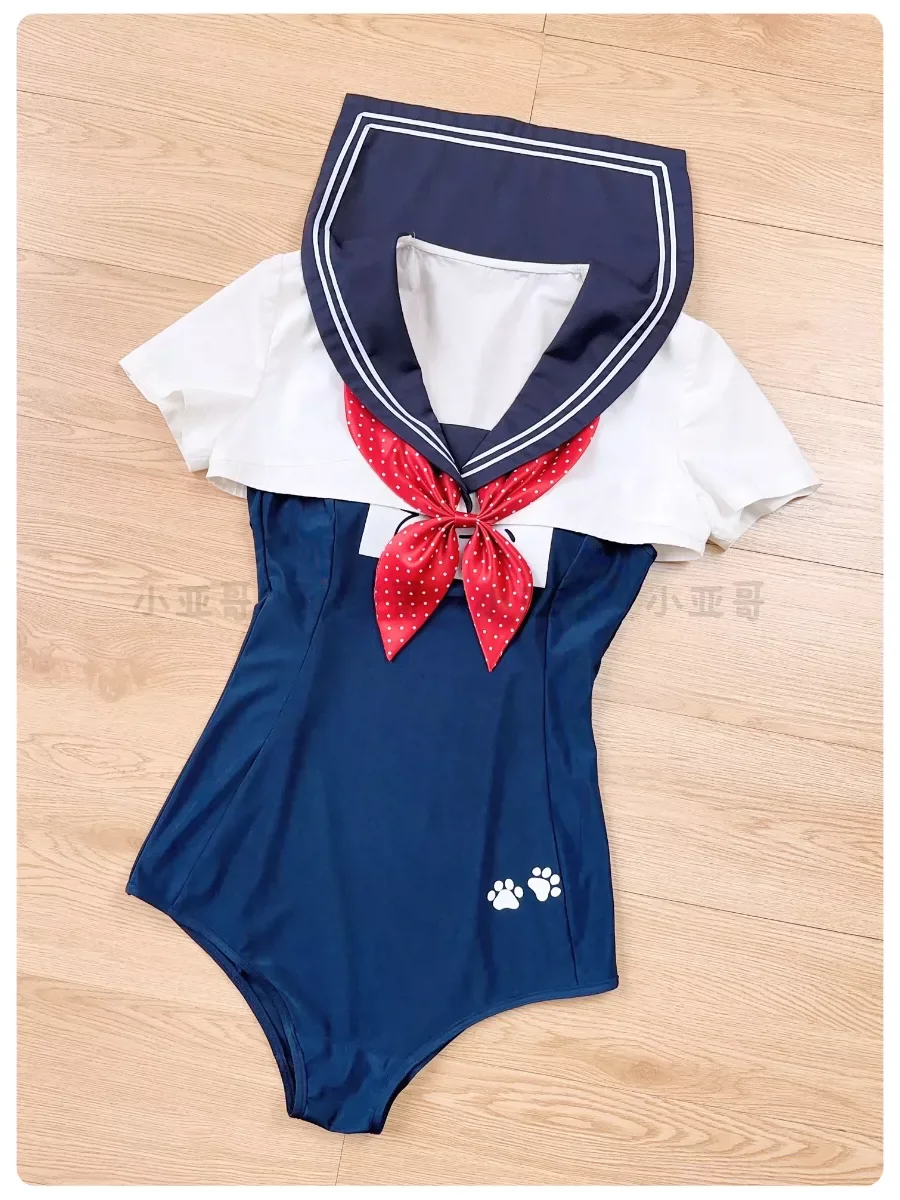 Summer Swimwear New Sailor Collar Short Sleeve Tops Versatile and Comfortable Top Sweet and Cute Girl Swimsuit Japanese Style