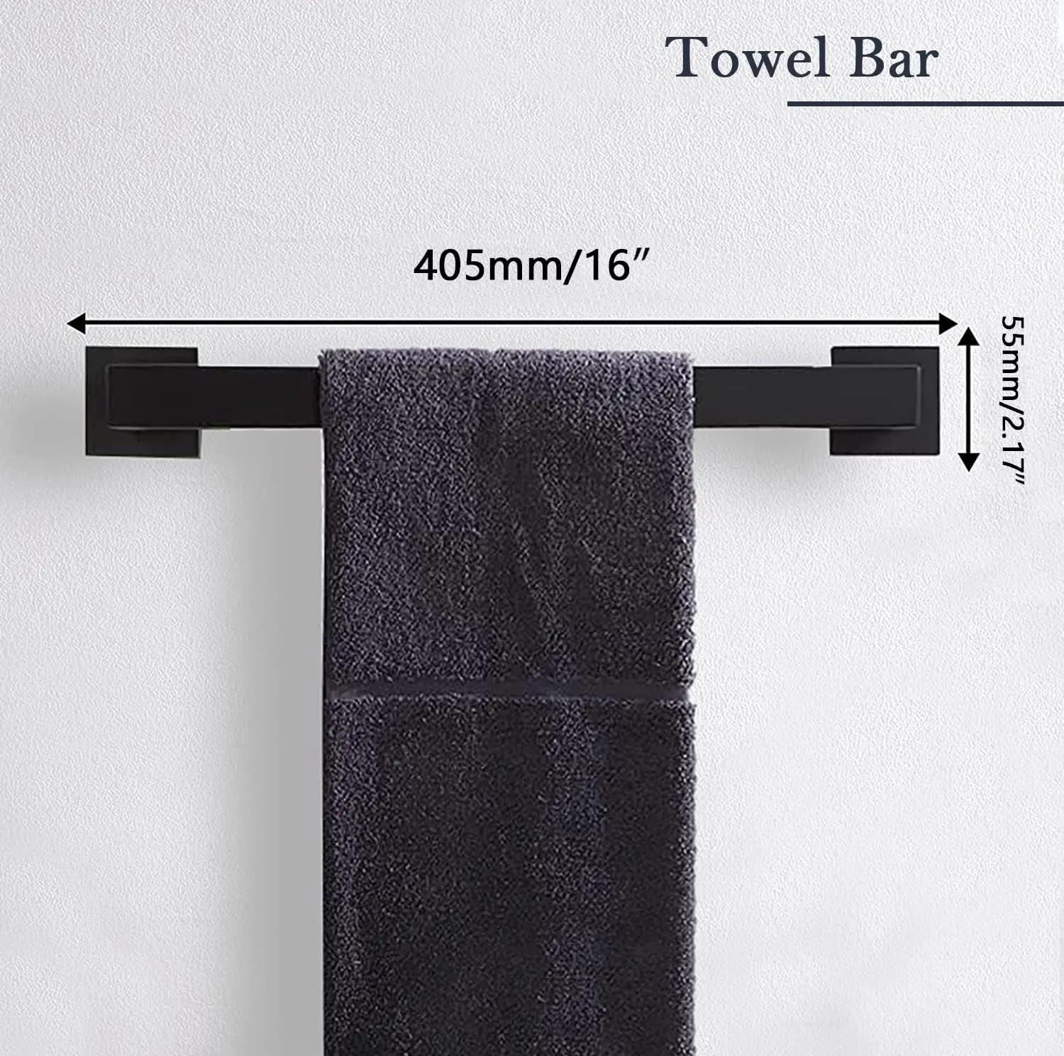 5-Piece Matte Black SUS304 Stainless Steel Bathroom Hardware Accessories Set Modern Design Bath Towel Bar Wall Mounted Racks