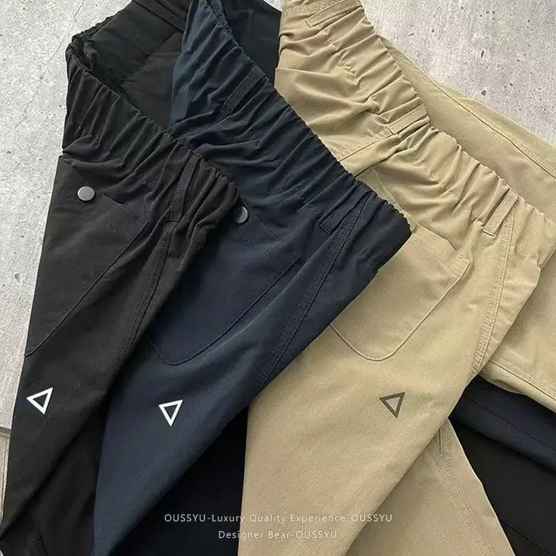 Sommerliche dünne Cargohose für Herren, lässige, schmal zulaufende Hose mit Reißverschlusstaschen, schnell trocknende Streetwear-Hose für den täglichen Gebrauch im Freien, S-3XL