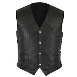 Warrior Leather Camisole Knight Costume Men Medieval Leather Armor Sleeveless Vest Top Lace Up Leather Waistcoat Plus Size