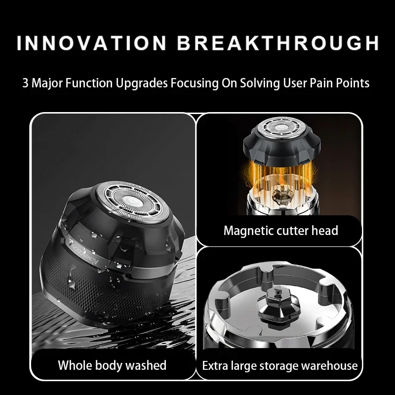 Xiaomi Komingdon-Afeitadora eléctrica para hombre, afeitadoras rotativas recargables para calvos, cabezal de hoja magnética inalámbrica, afeitadora resistente al agua