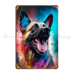 Belgian Malinois Dog Synesthetic Splash Painting Art Metal Sign Personalized Party Plates Kitchen Customized Tin Sign Poster