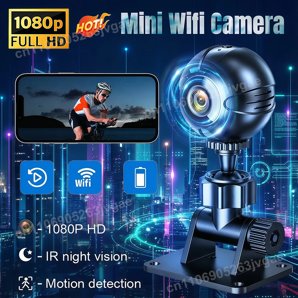 Mini kamera WIFI 1080P HD z wbudowanym akumulatorem, śledzeniem ruchu, zdalnym monitoringiem IP, noktowizją IR, przenośna kamera do monitoringu.
