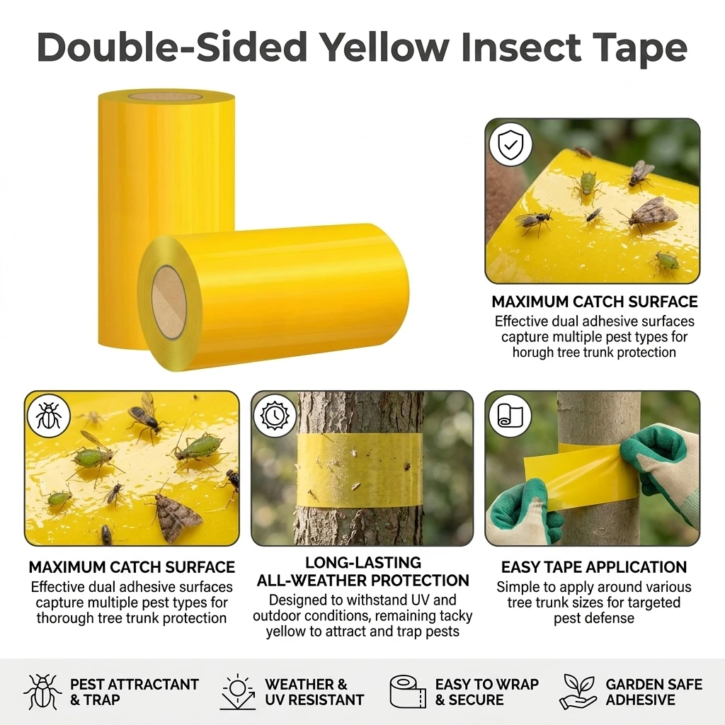 Gelbes Doppelseitiges Insektenfalle-Klebeband für Garten und Baumschule Schädlingsbekämpfung Gartenbedarf Schädlingsbekämpfungsprodukte 2/5/10M X 10M – Detail 2