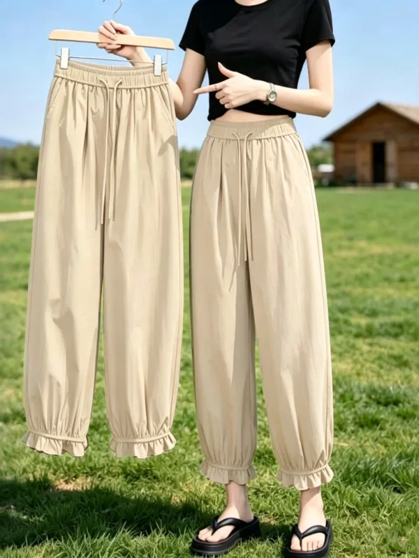 Summer Thin Lantern Flower Bud Pants High Waist Loose Slimming Cuffed Casual Breathable Versatile Women's Lantern Pants