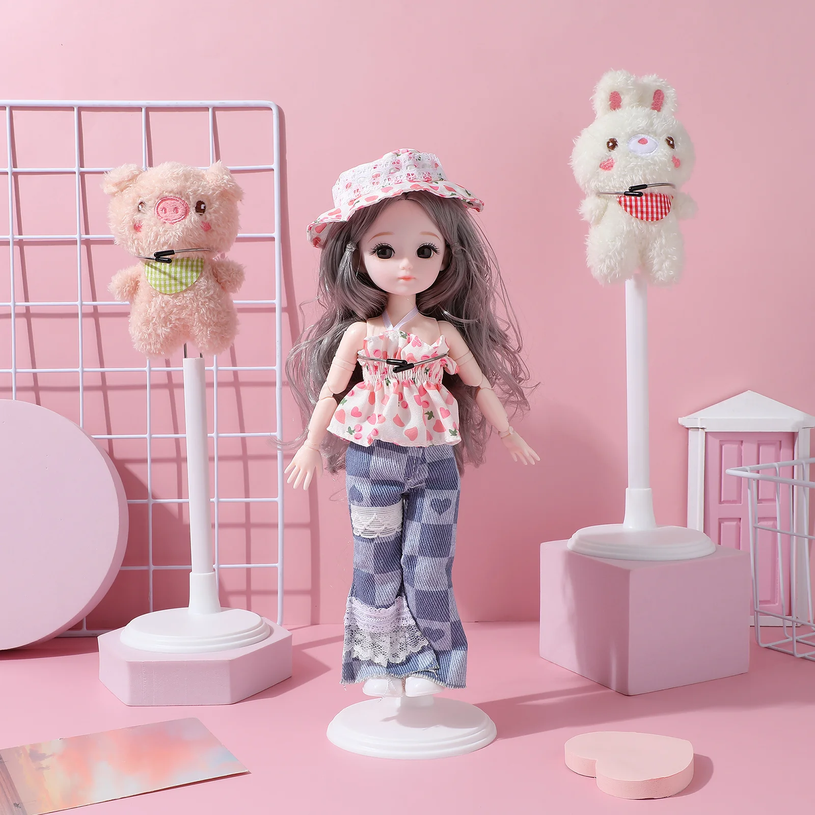 

4pcs Stands Clear Plastic Action Figure Holder Portable Display Rack For Stuffed Animal Baby Soft Storage Stand Decor